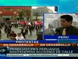 Trabajadores peruanos mantendrán acciones pacíficas de calle