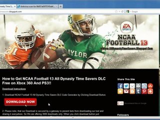 How to Get NCAA Football 13 All Dynasty Time Savers DLC Free
