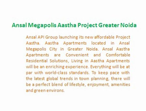 Ansal Aastha Pride Apartments |9899303232! Ansal Megapolis Aastha Pride Project ! Aastha Pride Megapolis City Greater Noida