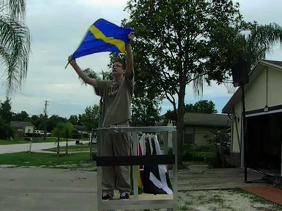 Flagwaving on my NEW  Flagstand in my front yard (Part 1 of 8)