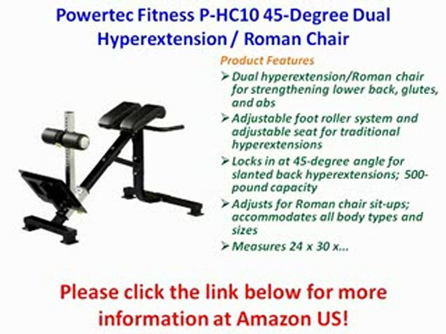 Powertec Fitness P-HC10 45-Degree Dual Hyperextension Roman Chair Best  Price - video Dailymotion