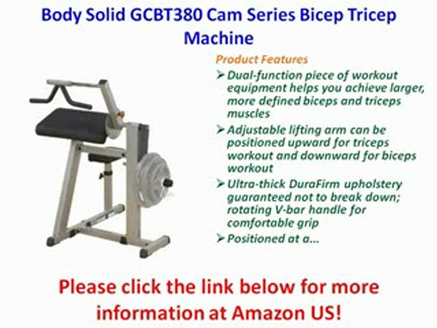 REVIEW] Body Solid GCBT380 Cam Series Bicep Tricep Machine - video  Dailymotion
