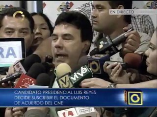Candidato Luis Reyes firmó el acuerdo del CNE