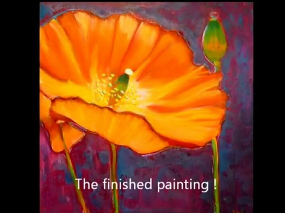 How to paint a poppy with acrylic and mixed media