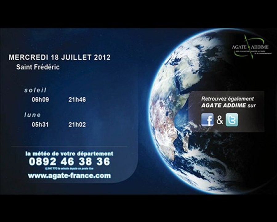 BULLETIN METEO - AGATE ADDIME - MERCREDI 18 JUILLET SOIR