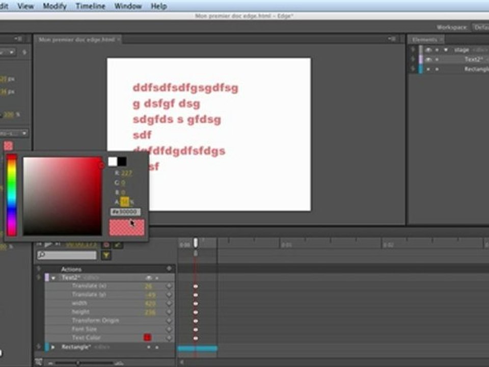 Adobe Edge : Créer mes premiers éléments - le texte