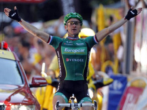 Victoire de Thomas Voeckler (Europcar) à Bagnères-de-Luchon (Pyrénées)