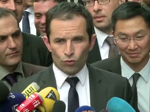 Benoît Hamon à son arrivée au Conseil national de préparation du congrès
