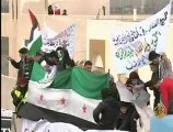مسيرة حاشدة في الرمثا قرب الحدود الأردنية السورية