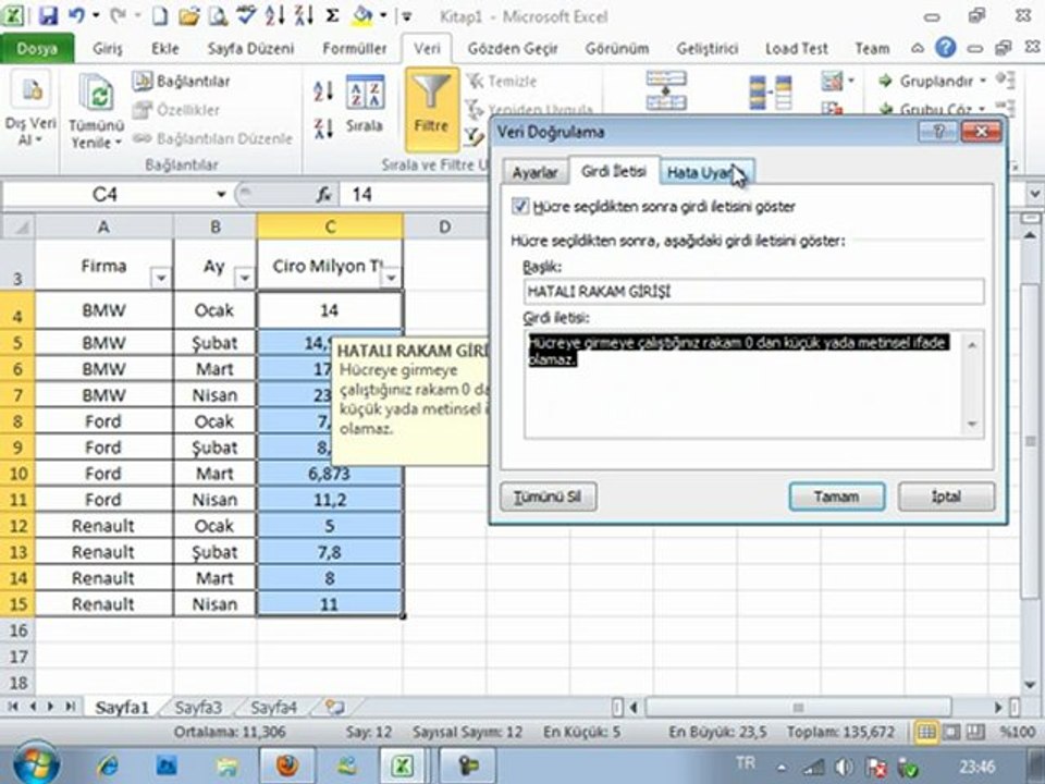 Excel Veri Sekmesi