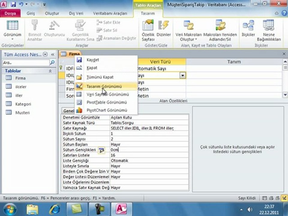 Access ile Müşteri ve Sipariş Takip Programı Uygulaması-2