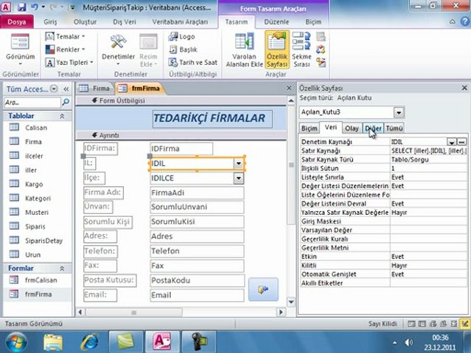 Access ile Müşteri ve Sipariş Takip Programı Uygulaması-6