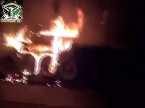 Syria فري برس ريف دمشق كتيبة سعد بن أبي وقاص تدميررتل الدبابات القادم لدمشق18 7 2012 Damascus