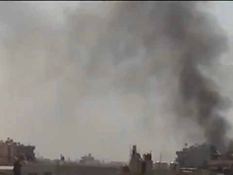 Syria فري برس دمشق أعمدة الدخان المتصاعدة من حي التضامن 16 7 2012 Damascus