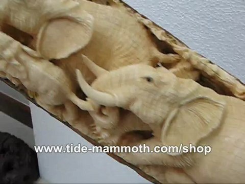 mammoth ivory tusk carving African Elephant Group 37445