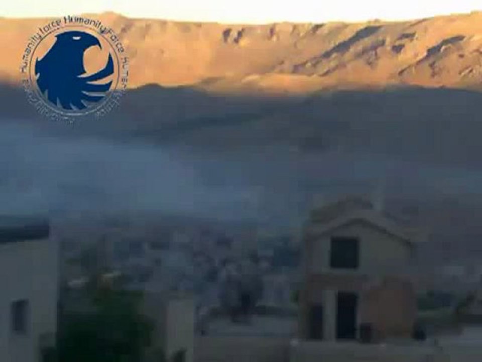 Syria فري برس ريف دمشق الزبداني الدخان الكثيف نتيجة القصف منذ الصباح 22 7 2012 Damascus