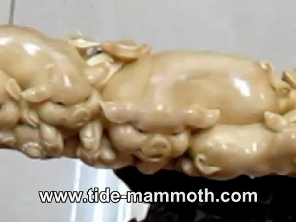 Mammoth Ivory Handcrafted Pig Group Tusk Carving (37542)