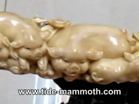 Mammoth Ivory Handcrafted Pig Group Tusk Carving (37542)