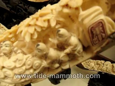 Mammoth Ivory Handcrafted Chinese Happy Kids Scenery Tusk Carving (37543)