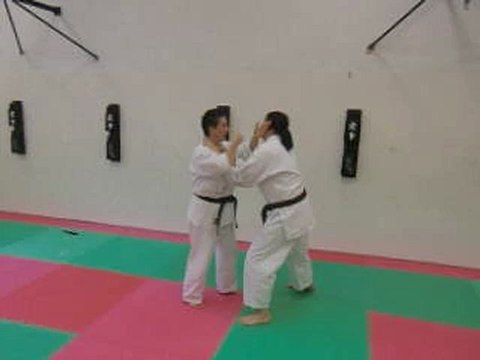 KO de Kyusho-Jitsu par Claudia Schnurle, 4ème dan de Karaté pour sa préparation au 1er dan de Kyuho-Jitsu de la BIKJ