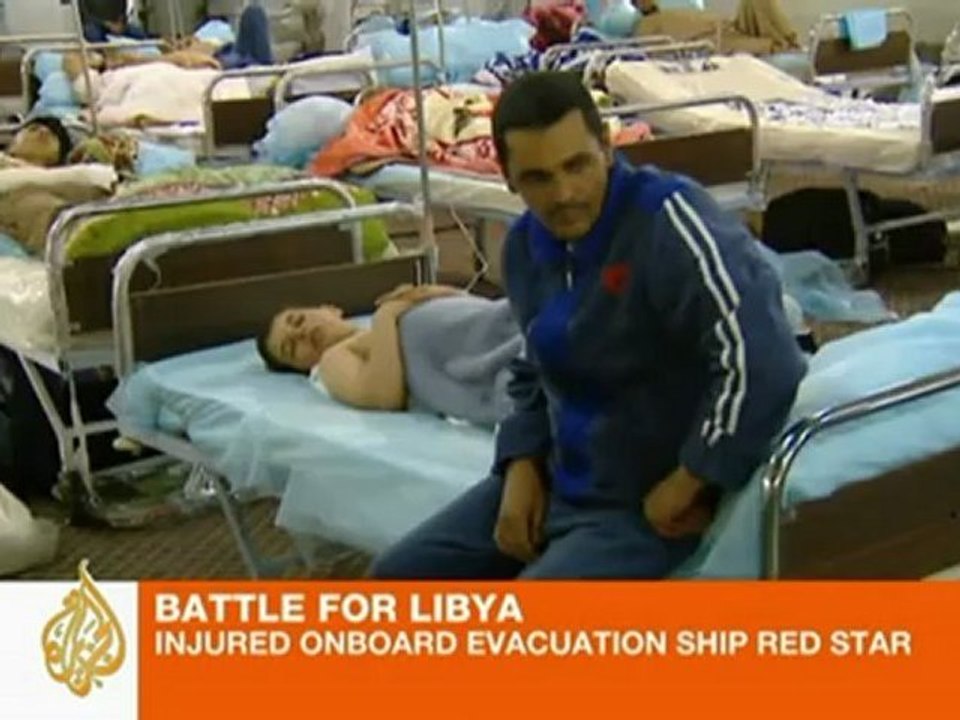 Evacuation ship aids Libyan refugees