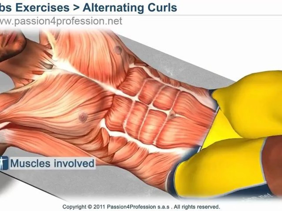 ABS exercise - Alternating Curls to get six pack FAST