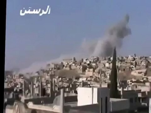Syria فري برس حمص الرستن المجرم بشار يستخدم الطيران الحربي للقصف وليس المروحيات 23 7 2012 Homs