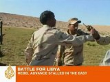 Libyan rebels western advance stalled