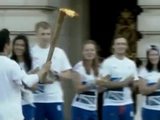 The Olympic torch at Buckingham Palace