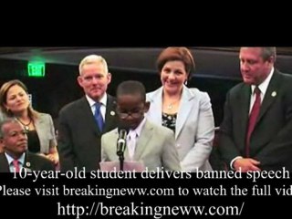 10-year-old student delivers banned speech