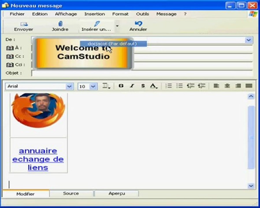 Outlook Express 6 - barre d'outils créer un message avec signature