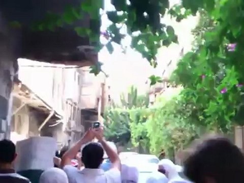 Syria فري برس Damascus Qanawat Syrians protest in English 26 7 2012