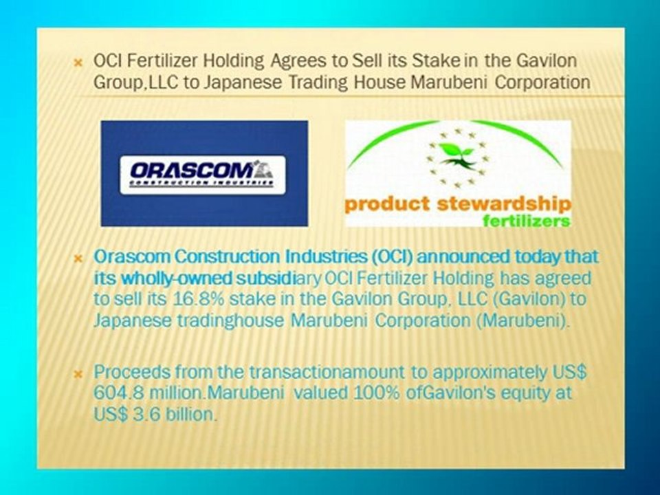 OCI Private Clients __OCI Agrees to Sell its Stake in Gavilon
