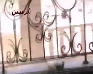 Syria فري برس  حمص الرستن  هاام الصاروخ وهو يسقط  على المصور  27 7 2012 Homs
