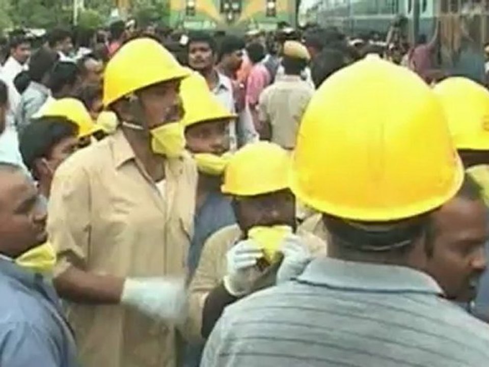 India train wreck: Carriages catch fire