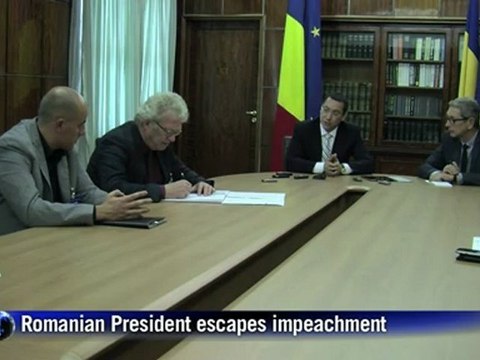 Romania: PM Ponta on Basescu surviving impeachment vote