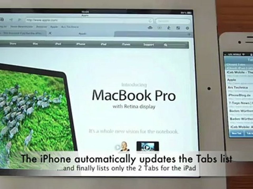 Working with tabs in icab mobile on ipad