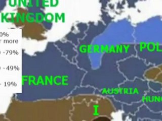 Pourcentage des cheveux et yeux clairs en Europe.Percentage of light hair and light eyes in Europe - Maps