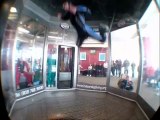 Flying instructor at indoor skydiving.