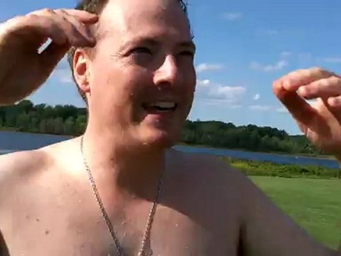 And Again - Going Down The Big Inflatable Slide. Terrance has even more fun sliding down the inflatable water slide. Amusement ride.