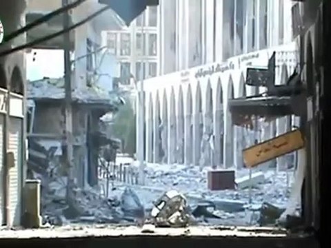 Syria فري برس حمص تهديم الاسواق والمحلات الاثرية بحمص بسبب القصف العنيف 1 8 2012 Homs