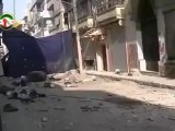 Syria فري برس حمص حي جورة الشياح اثار الدمار بسبب القصف المدفعي الذي تعرض له الحي وانتشار للقناصيين بشكل كبير 1 8 2012 Homs