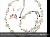 Fashionjewelryforeveryone.com Freshwater Pearls & Swarovski Crystals Necklace Set in Floating Illusion String