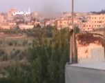 Syria فري برس  حمص الرستن  الله اكبر الصواريخ وهي تفجر المباني  3 8 2012 Homs