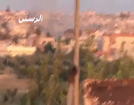 Syria فري برس حمص الرستن هاام الصواريخ وهي تتساقط على المساجد 3 8 2012 Homs