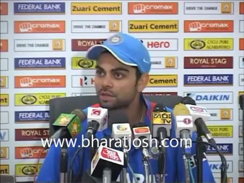 India vs Srilanka 4th ODI July 31st 2012 Virat Kohli post match interview