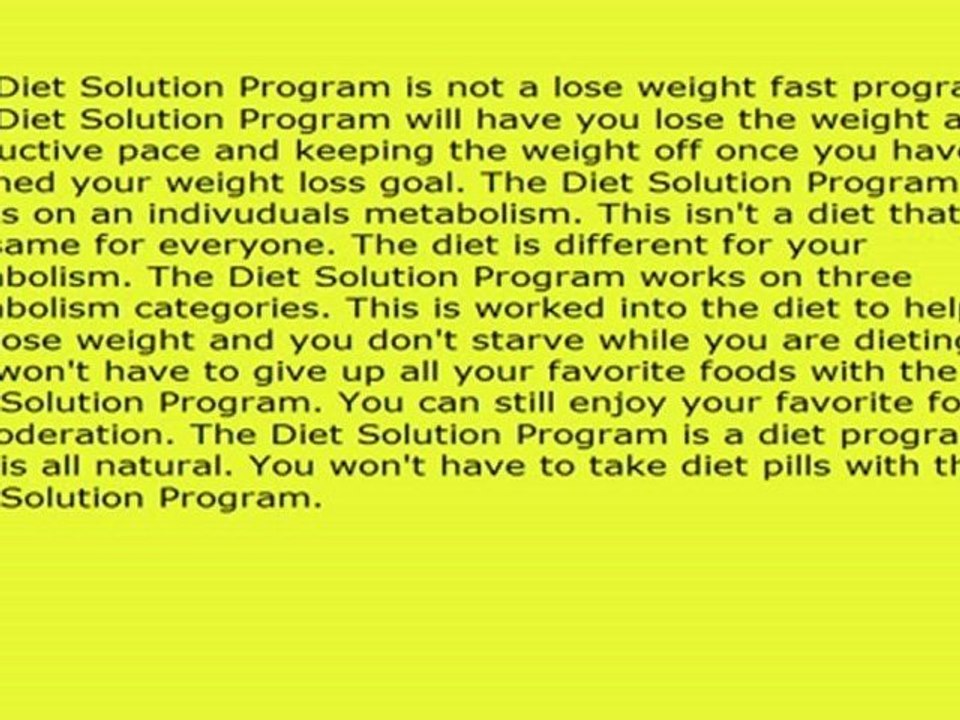 The Diet Solution program Review