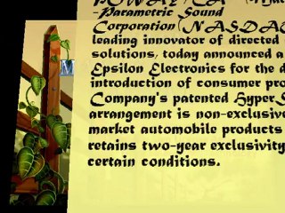 Parametric Sound and Epsilon Electronics Sign License Agreement for Hypersound(TM) Technology