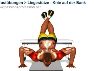 Liegestütze - Knie auf der Bank
