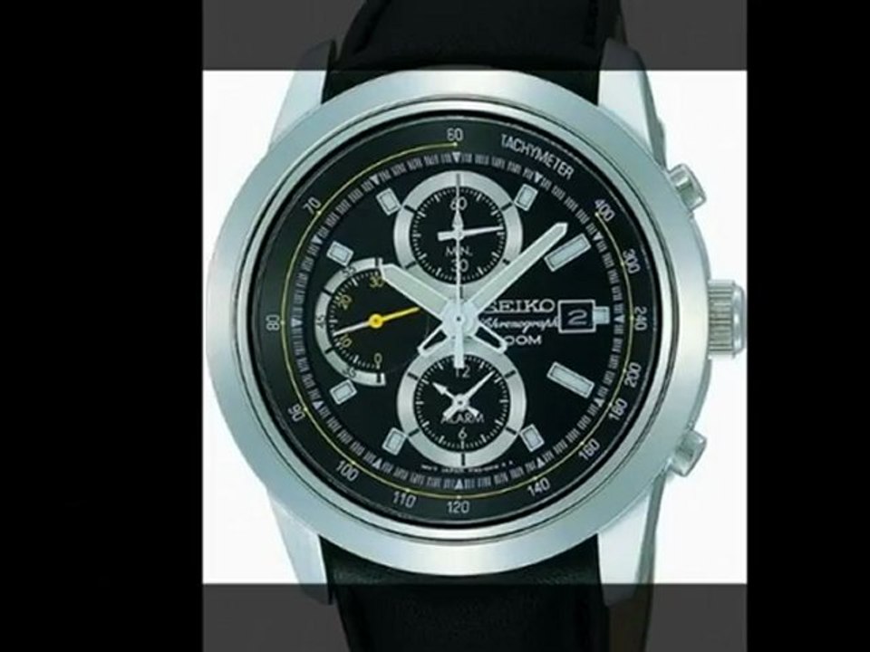 BEST BUY Seiko Chronograph Leather Mens Watch SNAB21